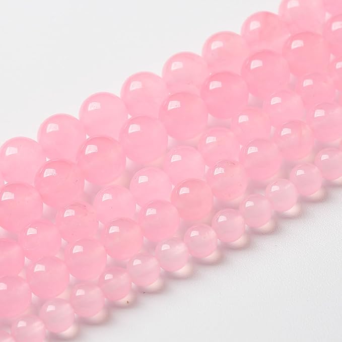 32pcs Natural Light Pink Chalcedony Stone Beads for Jewelry Making - Energy Healing Power Stone - DIY Bracelet Necklace Accessories - 15" (12mm, Light Pink Chalcedony)