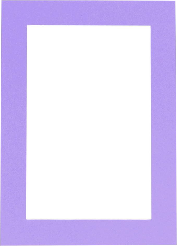 Pack of 25 Acid Free 8x10 Mats Bevel Cut for 5x8 Photos - Light Purple Precut Matboards With Backing Boards and Clear Photo Mat Bags For Pictures, Photos, Framing - 4-ply Thickness
