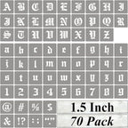1.5 Inch Alphabet Letter Stencils for Painting - 70 Pack Old English Letter Stencil Templates with Numbers and Signs for Painting on Wood, Reusable Letter Stencils for Chalkboard Wood Signs & Wall Art