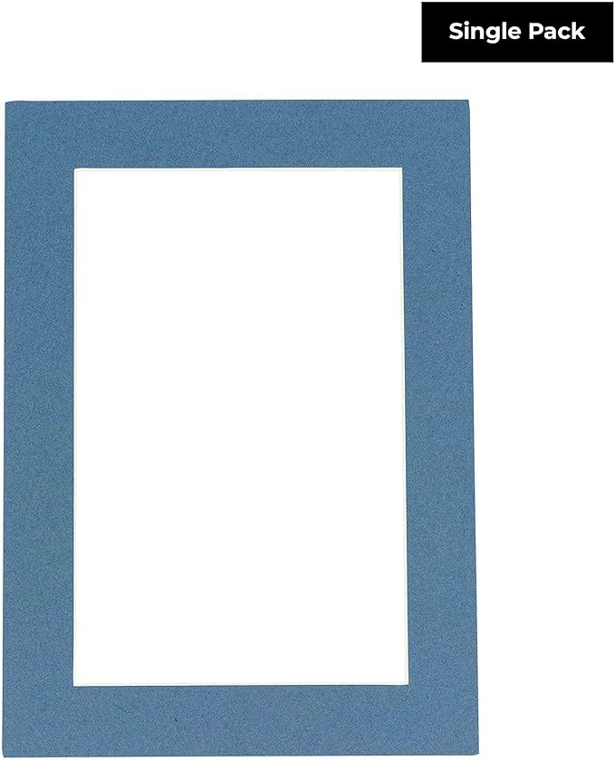 8x10 Mat for 6x8 Photo - Precut Steel Blue Picture Matboard for Frames Measuring 8 x 10 Inches - Bevel Cut Matte to Display Art Measuring 6 x 8 Inches - Acid Free ONE MAT