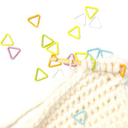 Hilsayum 60PCS Metal Stitch Markers Triangle-Shaped Ring Crochet Markers with Wooden Storage Box Knitting Tool for Sewing Weaving (Multicolored)