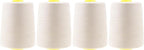Mandala Crafts 4 Pack of Serger Threads Cones Spools - 20S/2 24000 Yards Polyester Ivory Threads for Sergers Machine and Overlock Quilting Sewing Machine
