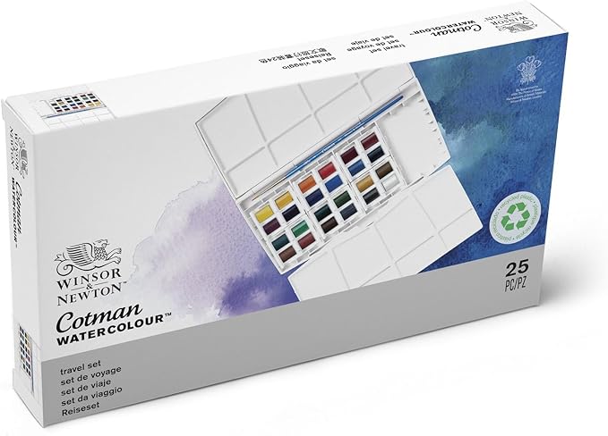 Winsor & Newton Cotman Watercolor Paint Set, Studio Set, 24 Half Pans