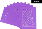 5x7 Mat for 8.5x11 Frame - Precut Mat Board Acid-Free Purple 5x7 Photo Matte Made to Fit a 8.5x11 Picture Frame, Premium Matboard for Family Photos, Show Kits, Art, Picture Framing, Pack of 10 Mats