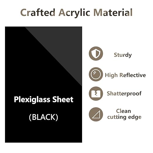 Egofine 12" x 12" Black Plexiglass Sheets 6 Pack 0.04 Inch Cast Acrylic Sheet Thick for DIY Craft Projects, Painting, Photography, Sign, Display Stand, Home Decor, Easy to Cut