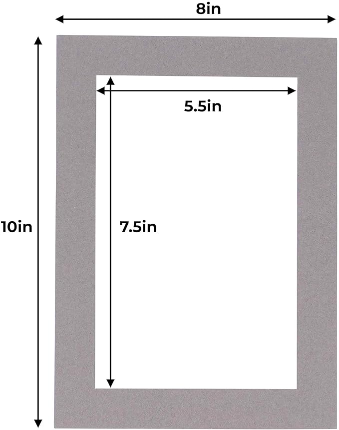 Poster Palooza 8x10 Mat for 6x8 Photo - Precut Charcoal Picture Matboard for Frames Measuring 8 x 10 Inches - Bevel Cut Matte to Display Art Measuring 6 x 8 Inches - Acid Free ONE MAT
