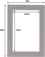 6x8 Mat for 8x10 Frame - Precut Mat Board Acid-Free Show Kit with Backing Board, and Clear Bags Charcoal 6x8 Photo Matte Made to Fit a 8x10 Picture Frame Matboard for Framing, Pack of 10 Mats