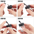 10pcs Airbrush Glass Bottles(60°Down Angle) 3/4oz 22cc with Jar Caps and Extra Lids O-Rings Straws,Airbrush Paint Storage Jars,for Dual Action Airbrush