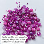 Assorted Glass Resin Beads Multi Size Colors Smooth Cracked Gravel Millet Spacer Beads for Bracelets Necklace Earring DIY Jewelry Making Craft(Rose Red Series)