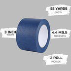 Lichamp Wide Masking Tape 3 inches, 2 Packs Blue Painters Tape Blue Masking Paper, 3 inches x 55 Yards x 2 Roll