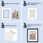 Mat Board Center, Double Mat - Acid Free, 8-ply Thickness, White Core - for Pictures, Photos, Framing (White Over Black, 8x10 for 5x7, Pack of 5)