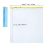 uxcell Pre-Taped Masking Film, 7.9ft x 82ft Plastic Paint Drop Cloth with Medium-Tack Painters Tape for Painting Spraying Protection Blue Film 3Pcs