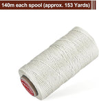 uxcell Flat Leather Sewing Waxed Thread, 140m / 153 Yards Polyester Wax String, 300D Wax Stitching Cord for Leather Crafts, Bookbinding, Bracelets Braided, Milky White