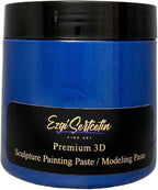 3D Sculpture Painting Paste|Texture Paste|Decorative Plaster|Ready to Use|Unique Colors|Ideal for Artwork|Stencil|Flowers|Texture|Art Relief| 6 oz (Metallic Dark Blue)