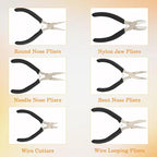 6 Pack Jewelry Pliers Set, Mini Pliers Set, Jewelry Making Include Flat, Jewelry Tools, Needle, Round, Bending Linesman, Applicable to Handicrafts, Earring Making, Repairing Electronic