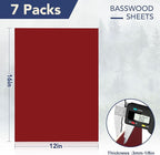 ROBOTIME 7-Pack Double-Sided Colored 1/8" Plywood Sheets - 12 x 16 x 1/8 Inch - Roller-Coated Solid Color 3mm Craft Wood Sheets for Laser Cutting - Assorted Colors - WB123