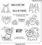 Halloween Clear Silicone stampReusable Stamp with Pumpkins, Skulls, Bats, Santa Claus, and Holiday Designs. Used for Making Cards, scrapbooks, and DIY templates (Halloween Bat Puppy)
