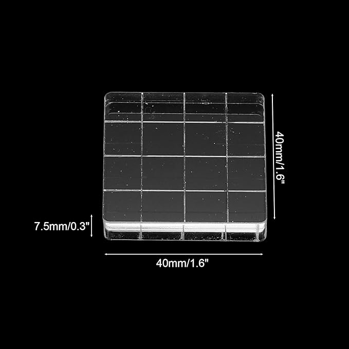 PATIKIL 1.6"x1.6" Acrylic Stamp Block, 6Pcs Clear Stamping Block with Grid Lines Decorative Mounting Blocks Square for Scrapbooking DIY Crafts Card Making