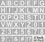 Alphabet Letter and Number Stencils 4 Inch - 40 Pack Letters and Numbers Stencil Templates with Signs for Painting on Wood, Reusable Number and Letter Stencils for Chalkboard Signs & Wood Wall Art