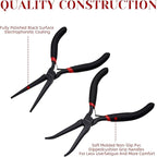 WISEUP 6" Mini Needle Nose Pliers Set，2-Piece Small Long Reach Bent Needle Nose Pliers for Jewelry DIY Craft，Repair & Wire Wrapping