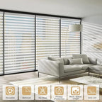 Qualsen Privacy Window Film, Frosted Windows Privacy Film, Frosting Cling for Glass, Anti-UV Reeded Blinds Sticker for Home Office Meeting Room, Stripe Patterns, 11.8x47inch