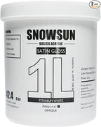 SNOWSUN Titanium White Acrylic Paint, 2 Pack 1 L /42.4 oz Large Bulk Acrylic Paints, Gloss Non-Toxic Heavy Body Paints - Thick Art Paints for Multi-Surface Canvas Wood Ceramic Fabric Wall- Ideal for Artists & Beginners