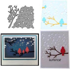 Metal Cutting Dies DIY Merry Christams Embossing Stencil Template Scrapbooking Card Making Mold Photo Album Arts Crafts Tools (Bird Perch-10.8x9cm)