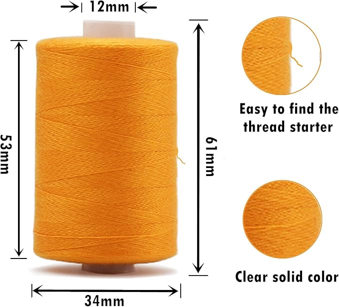 Simthread All Purpose Sewing Thread, 10 Spool Assorted Rainbow Series 1000 Yards Each Bobbin Polyester Thread for Sewing, Handy Polyester Sewing Threads for Sewing Machine - (Rainbow Color Series)