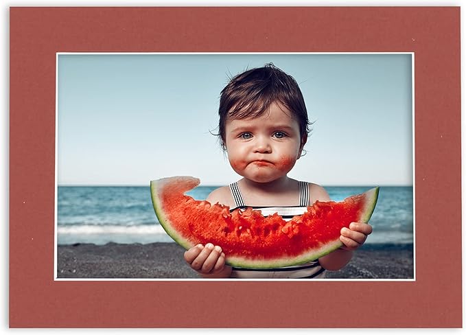 Poster Palooza 8x10 Mat Bevel Cut for 5.5x8.5 Photos - Acid Free Brick Red Precut Matboard - For Pictures, Photos, Framing - 4-ply Thickness