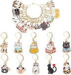 SUNNYCLUE 1 Box 20Pcs 10 Style Locking Stitch Marker Cute Stitch Markers Cat Pet Animal Leverback Knitting Charms Knitting Tools for Weaving Sewing Needleworks Women Adults DIY Crafts