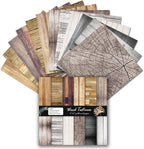 6x6 Inch Scrapbook Paper Pad, Single Sided 12 Unique Vintage Wood Designs for DIY Craft Projects, Card Making and Album Decoration-24 Sheets
