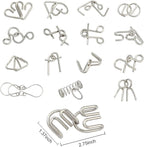 IQ Toys-AB A+B Test Mind Game Brain Teaser Wire Magic Trick Toy IQ Puzzle Set (Pack of 16), Metallic
