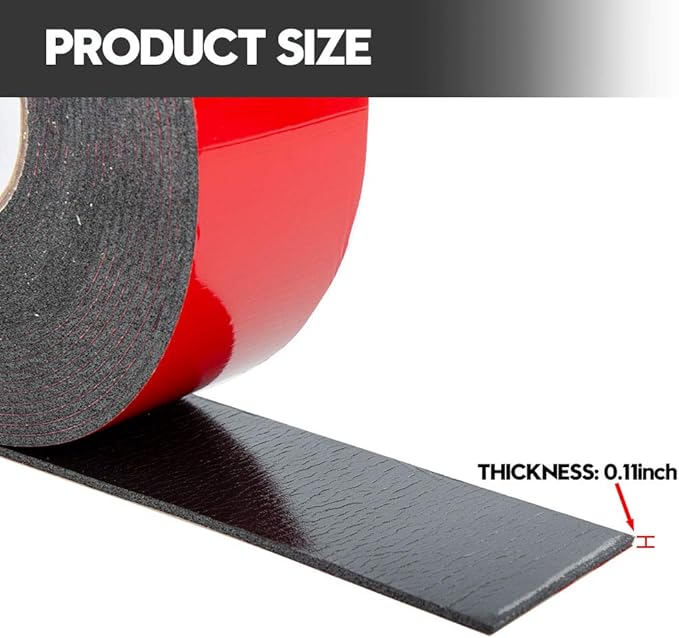 ToLanbbt Double Sided Foam Tape 2.36In x 33FT, Mounting Tape Heavy Duty, Strong Adhesive Weatherproof Seal Strips for DIY Craft Picture Poster, Car & Gap Filling Mountings, Home Office Decor (Black)