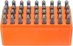 HARFINGTON 36pcs Metal Stamping Kit 1/16" (1.5mm) Steel Uppercase Letter and Number Punch Set (A-Z / 0-8 / "&" Symbol) Punch Press Tool with Case for Imprinting Metal Plastic Wood Leather