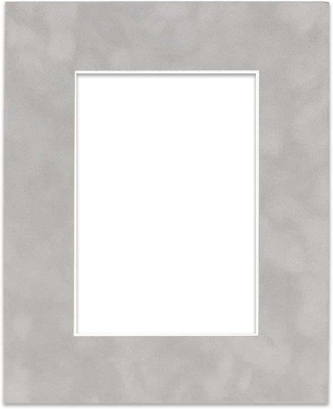 Pack of Ten Acid Free 11x14 Mats Bevel Cut for 8.5x11 Photos - Light Grey Suede Precut Matboards With Backing Boards and Self Seal Photo Mat Bags For Pictures, Photos, Framing - 4-ply Thickness