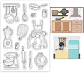 Kitchenware Clear Stamp 6.3x4.3 Cooking Tool Transparent Stamps for DIY Scrapbooking Journal Decor
