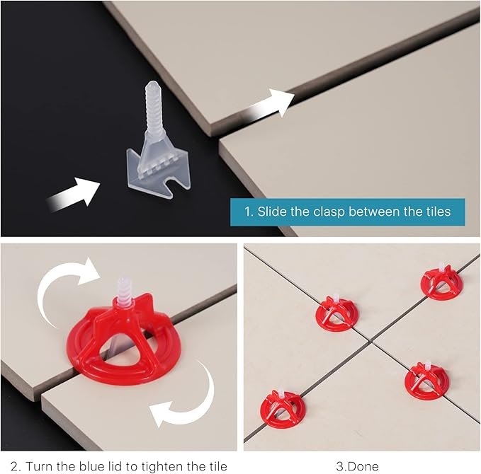 Professional Tile Leveling System Kit，Anti-Loosening Spacers/Wall, Bathroom Tiling - 1/16" Precision Alignment & Grout Spacing Tools(2000base, 1/16)