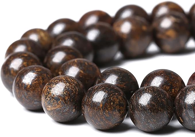 32pcs 12mm Natural Stone Beads Brown Bronzite Gemstone Round Loose Beads for Jewelry Making DIY Bracelet Necklace