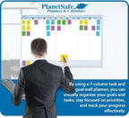 Sky Blue 7-Column Task, Goals & Objective Wall Horizontal Organizer 24" x 36". Complete with Marker