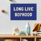 Long Live Boyhood Banner, Boys Room Decor, Canvas Banner Wall Hanging Flag Decor for Nursery Playroom Toddler Room