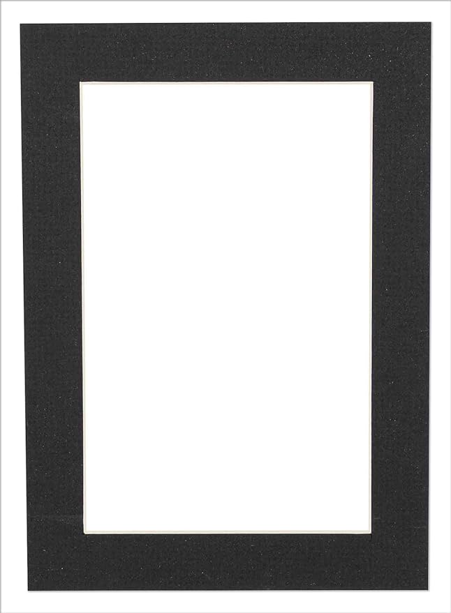 5x7 Mat for 8.5x11 Frame - Precut Mat Board Acid-Free Show Kit with Backing Board, and Clear Bags Textured Black 5x7 Photo Matte Made to Fit a 8.5x11 Picture Frame Matboard for Framing, Pack of 1 Mat