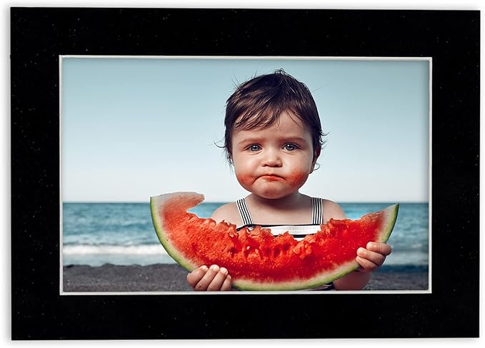 8x10 Mat Bevel Cut for 6x8 Photos - Acid Free Black Suede Precut Matboard with Backing Board and Crystal Clear, Self Seal Photo Mat Bag - for Pictures, Photos, Framing - 4-ply Thickness
