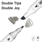 6 Colors Warm Grey Gray Alcohol Markers Set, Dual Tips Art Markers Drawing Sketched Double Tipped for Adults Beginner Kids (Warm Grey)
