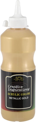 Creative Inspirations Acrylic Paint - Metallic Gold - 500 mL Bottle - Smooth & Creamy Consistency, Vibrant Pigmentation, Great Coverage for Artists - Clean Up with Soap & Water