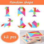 Meooeck 12 Pack Tangrams Wooden Puzzles Tangrams Classroom Set for Kids Shape Puzzles Brain Logic Blocks for Games Educational Gifts for Adults Kids Ages 4-8 8-12(Classic Style)