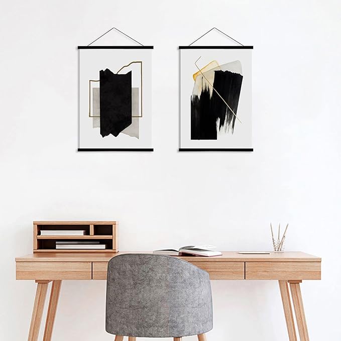 WITCOLOR Poster Hanger Frame, Black Wood Style 22inch Wide Magnetic Frame for Wall Decor Art Painting, Magnet Poster Hanger for Photos, Pictures, Prints, Maps, Scrolls and Canvas Artwork