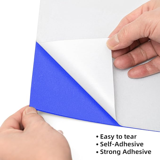 MEARCOOH Self Adhesive Foam Sheets, Blue 9x12 Inch 2mm Sticky Eva Foam Paper for Crafts Cardmaking Photo Frames Classroom Scrapbooking Christmas Crafts (Blue 10 Sheets)