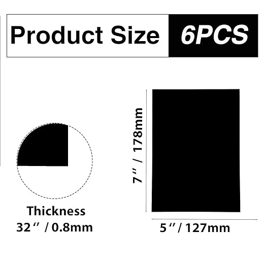 6Pcs Black Anodized Aluminum Sheet 5" x 7" x 1/32" (0.8mm) Corrosion-Resistant Metal Plates for Laser Engraving, DIY Crafting, Sign Making, Home Decor