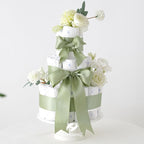 HUIHUANG Sage Green Satin Ribbon - 25 Yards/Roll for Flower Bouquets, Wedding Invitations, Gift Wrapping, Holiday Decor, Hair Bows