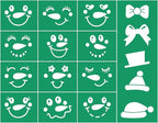 JAJADO Snowman Face Small Christmas Stencil Silk Screen Transfers Xmas Joy Screen Print Stencil Holiday Self Adhesive Silk Screen Stencils for Crafts on Wood, Fabric, Glass, Mug, DIY Christmas Decor